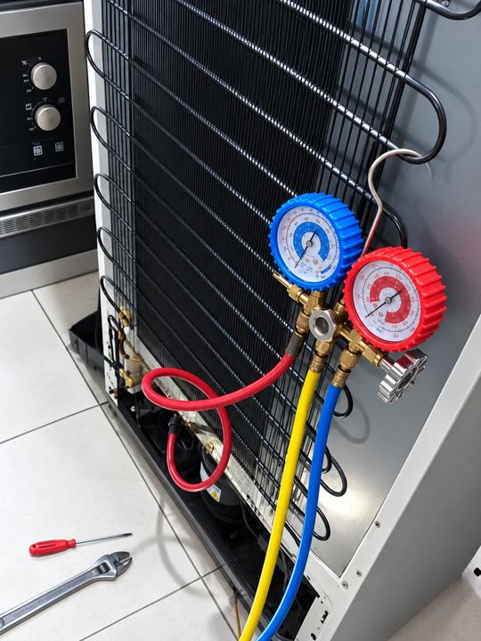Carga de gas y control de presión en una heladera